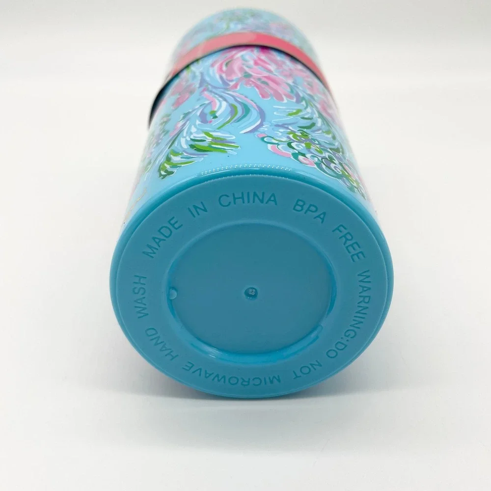 Lilly Pulitzer Women Tumbler 24 Oz Floral Best Fishes Blue‎ Pink Summer Coastal